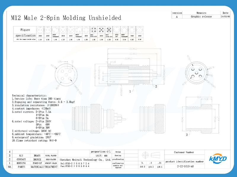 M12 Connector Drawing