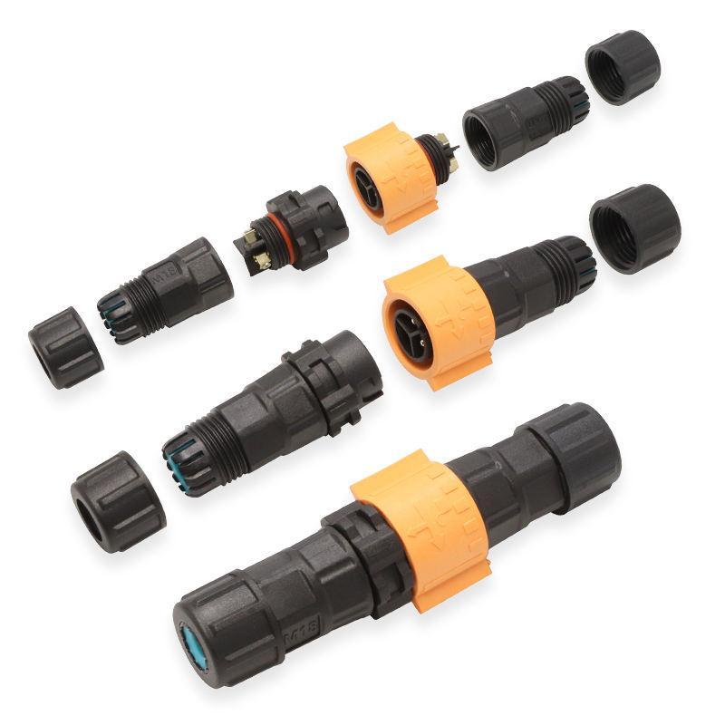 M18 Quick Lock 2 Pin Waterproof Connector for LED Power Wiring