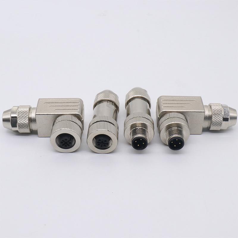 M12 Assembly Right-Angle Metal Connector for Automated Packaging Equipment