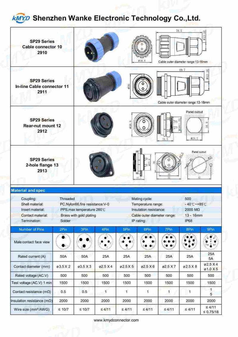 IP68 Waterproof connectors IP68 Waterproof connectors