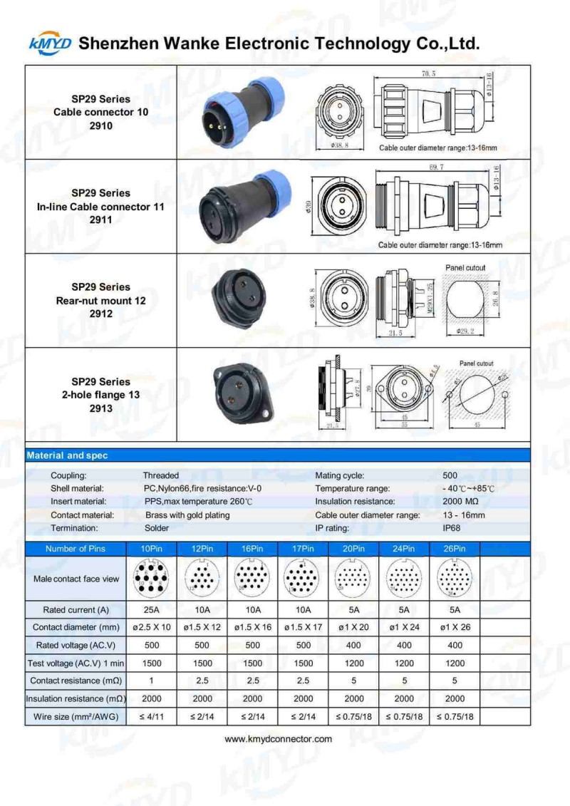 IP68 Waterproof connectors IP68 Waterproof connectors