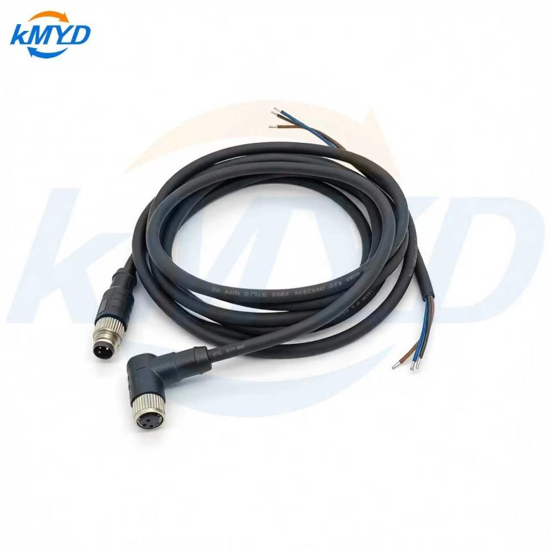 M8 3 Pin Straight/Right Angle Connector Molded Cable 24AWG PVC/PUR Jacket