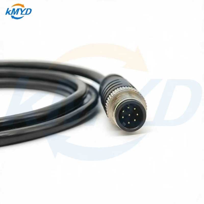 M12 8 Pin Male Waterproof Connector Cable Assembly with Gold Plated Brass C
