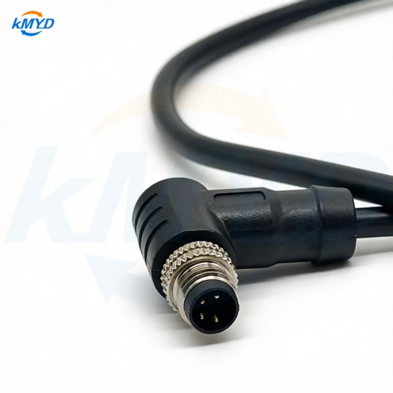 M8 4 Pin Male to Male 90 Degree Right Angle Overmolded Cable Assembly