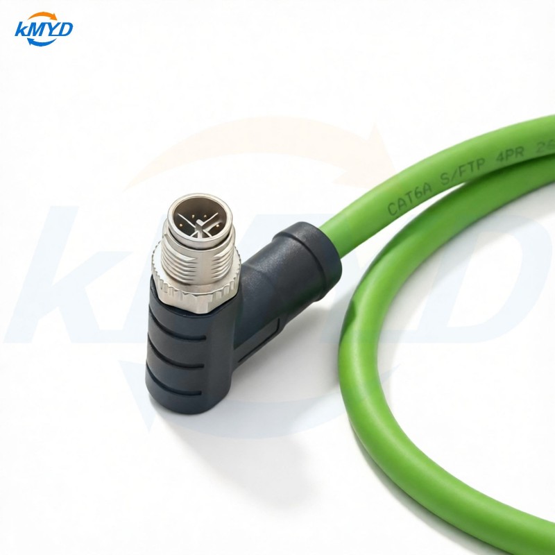 M12 X-coded 8 pin male to RJ45 overmolded Ethernet cable assembly