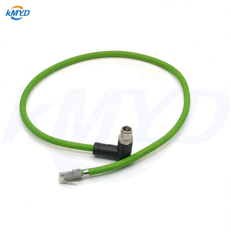 M12 8 pin X-coded 90 degree right angle male connector