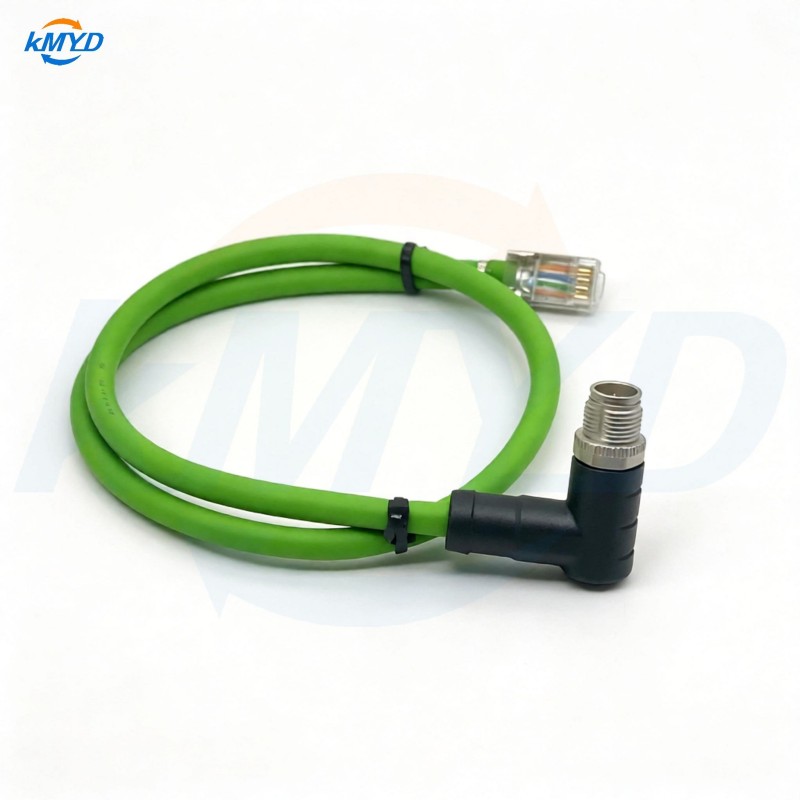 M12 8 pin X-coded to RJ45 Ethernet cable assembly for industrial networking